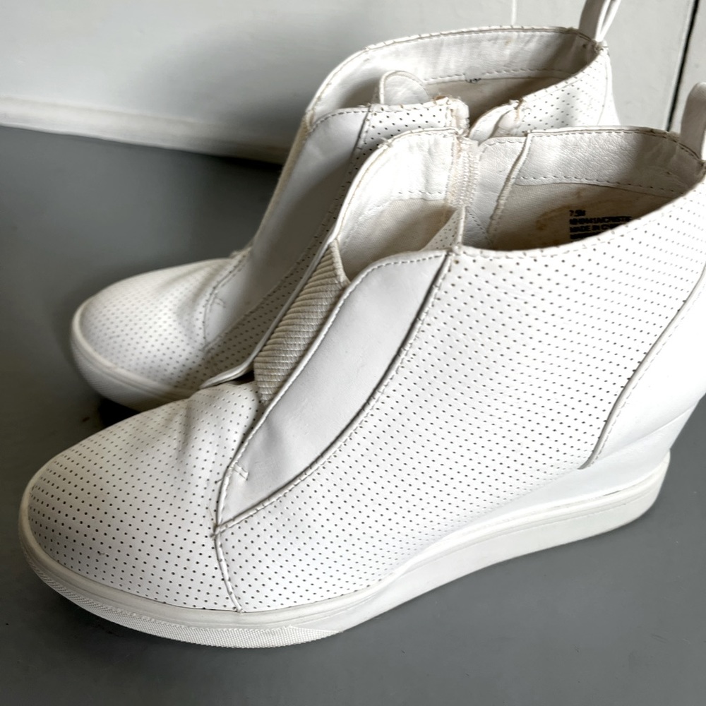White wedge booties